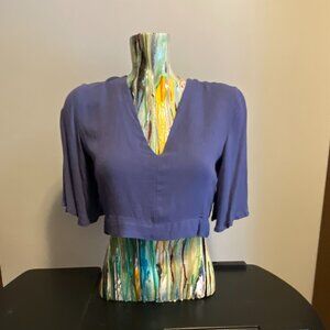 Pull&Bear Open-Back Crepe Blue Crop Top, Sz M